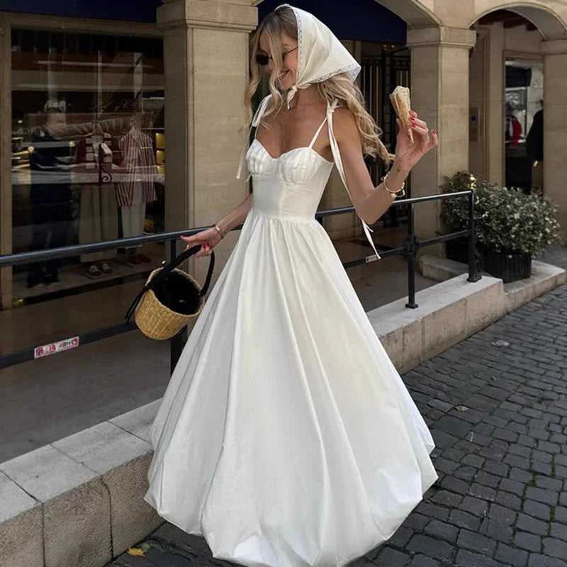Lace-Up Sleeveless Midi Dress