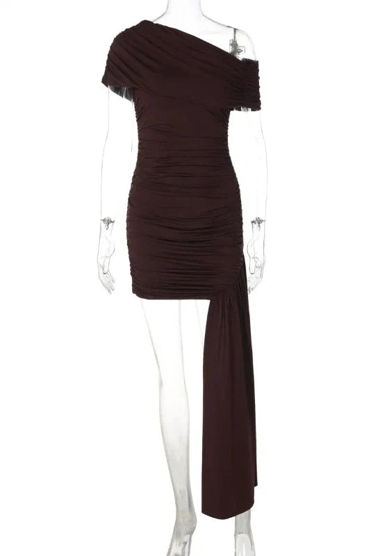 Elegant Slim Short-Sleeved High-Waisted Mini Dress