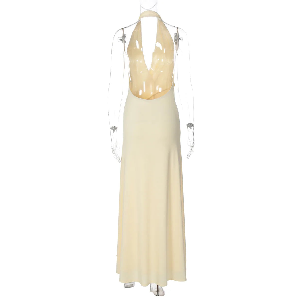 High Street Halter Bandage Ribbons Backless Maxi Dress