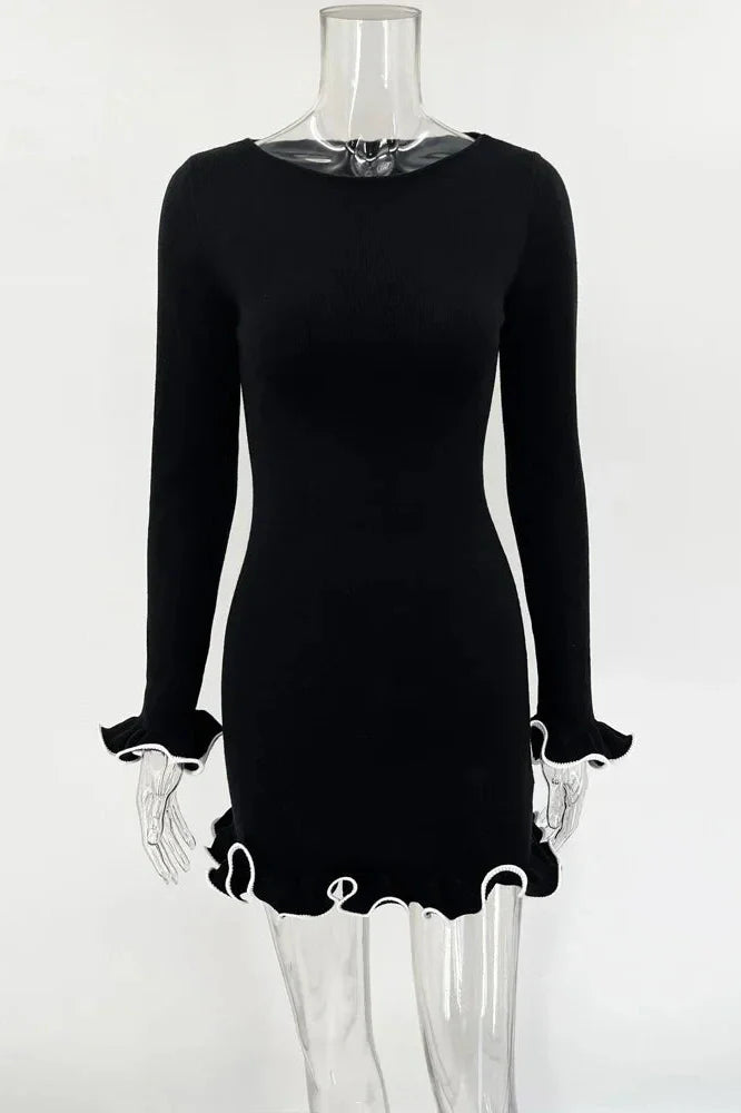 Slim Patchwork High Waist Mini Dress