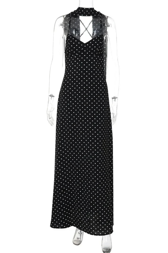 V-Neck Backless Patchwork Printed Maxi Dress