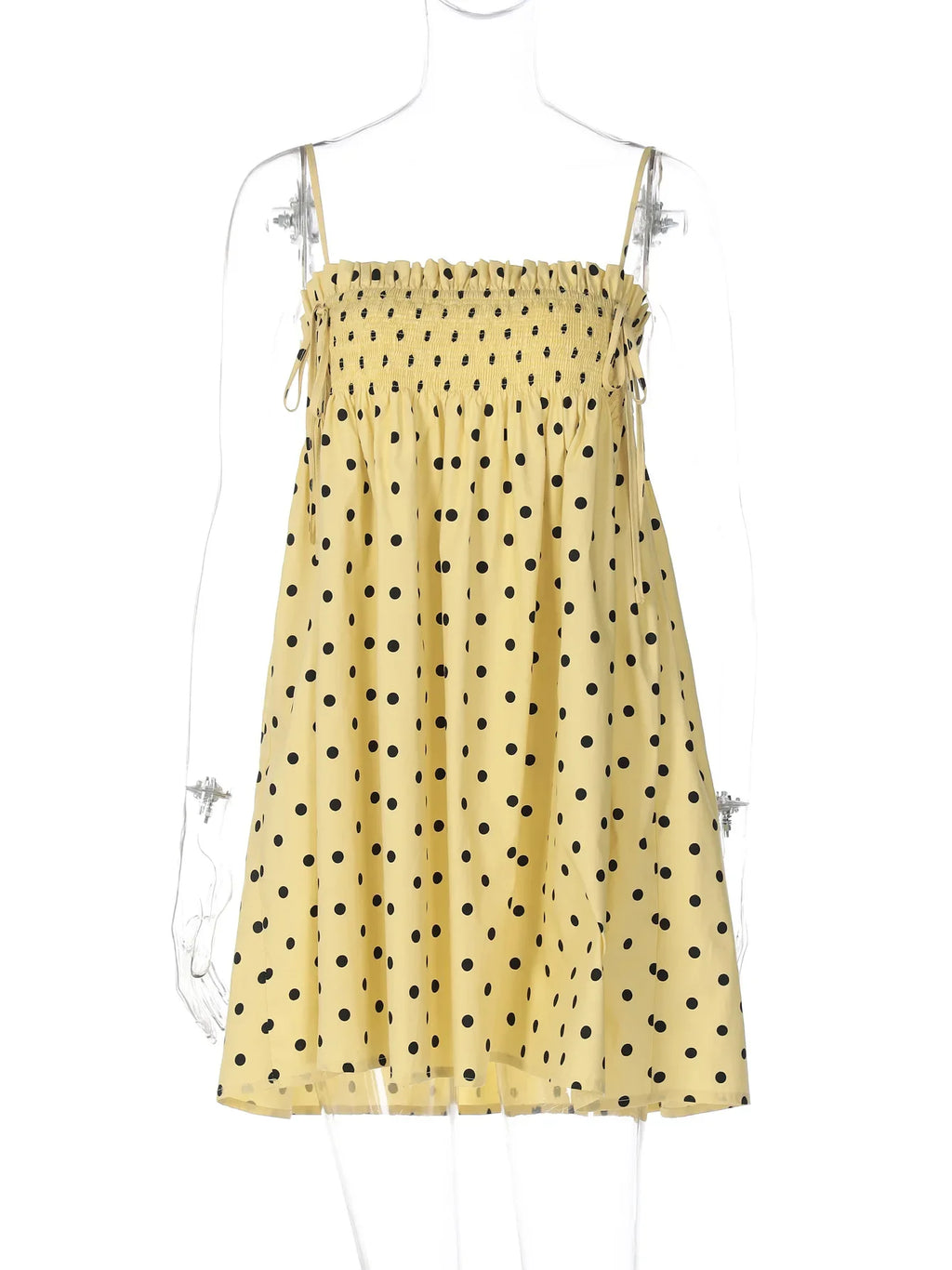 Loose Polka Dot Lace Up Sleeveless Mini Dress