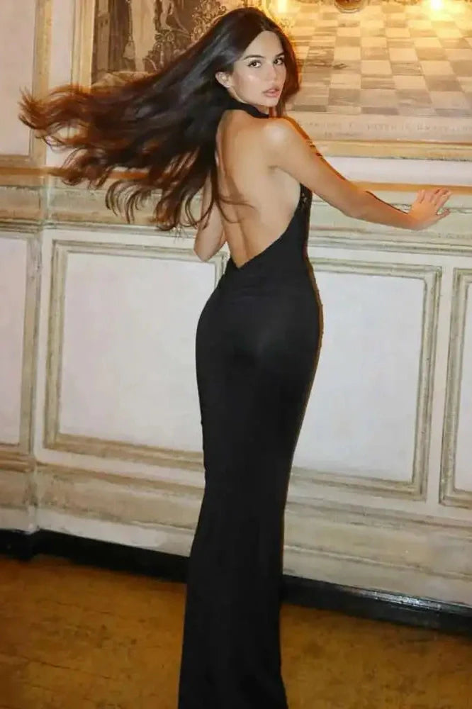 Lace Backless Off-Shoulder Strapless Sleeveless Bodycon Maxi Dress