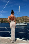 Backless See Through Knitted Slim Maxi Dress