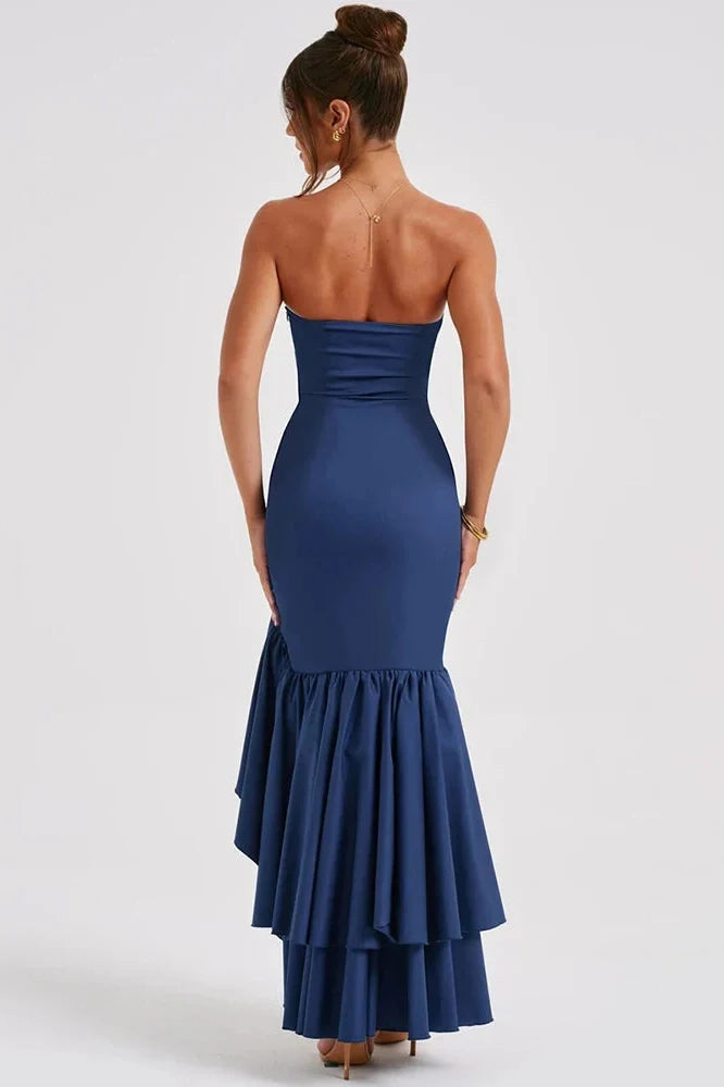 Strapless Off-shoulder Sleeveless Backless High Split Maxi Dress