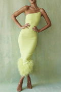 Elegant Spaghetti Strap Backless Bodycon Midi Dress