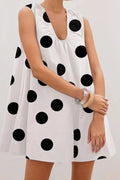 Printed V Neck Sleeveless Loose Fit Mini Dress