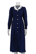 Printed High Waist Long Sleeve Slim Midi Dress