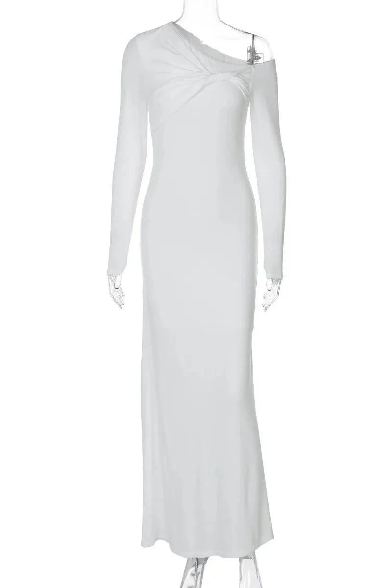 Elegant Full Sleeve Slim High Waist Maxi Dress