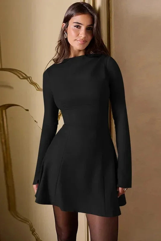 Elegant Slim Long Sleeve High Waist Mini Dress