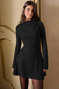 Elegant Slim Long Sleeve High Waist Mini Dress
