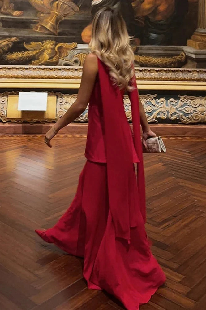 Elegant Strapless Slit Sleeveless Mesh Maxi Dress