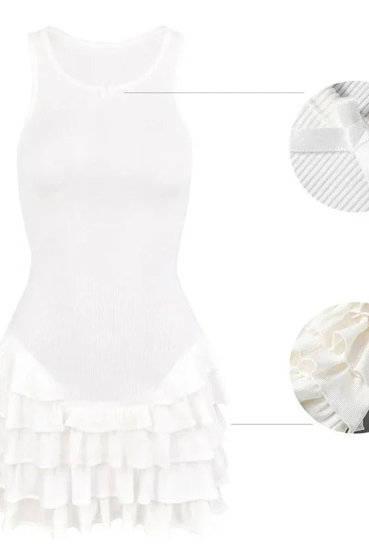 Elegant Patchwork Sleeveless Slim Fit Mini Dress