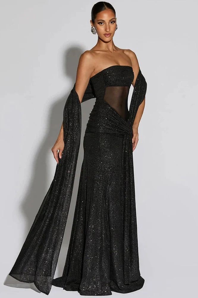 Strapless Off-Shoulder Sleeveless Backless Maxi Dress