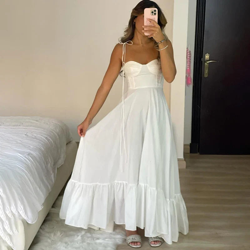 Pleated Sleeveless Zipper Maxi Dress