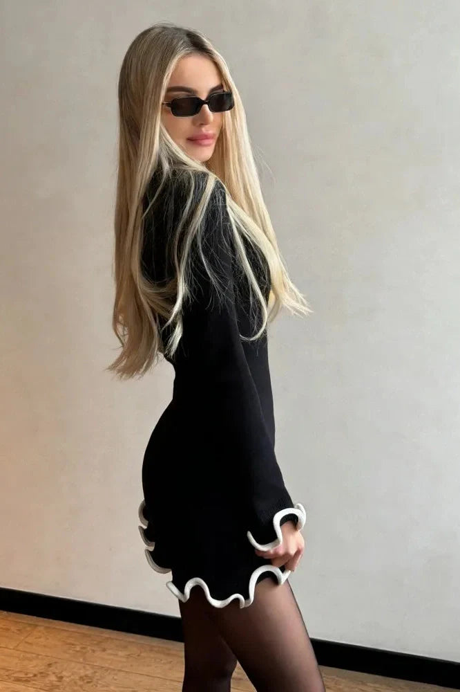 Slim Patchwork High Waist Mini Dress