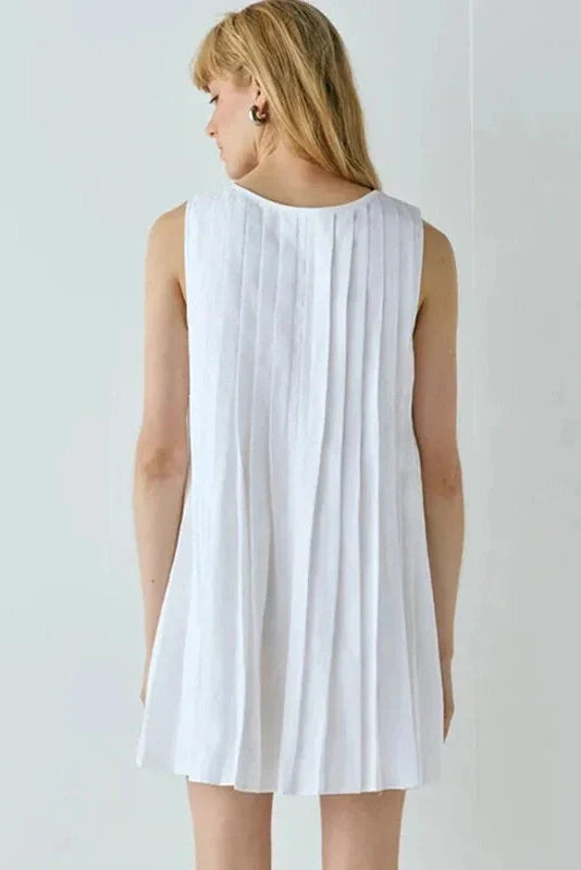 Elegant Loose Pleated Lace-Up Mini Dress