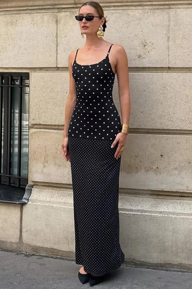 Spaghetti Strap Sleeveless Backless Bodycon Maxi Dress