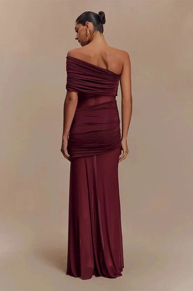 Elegant Strapless See Through Slim Maxi Dress