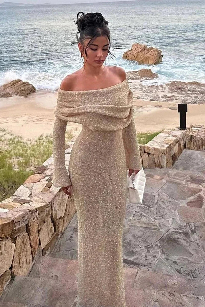 Hollow Out Off-Shoulder Maxi Dress
