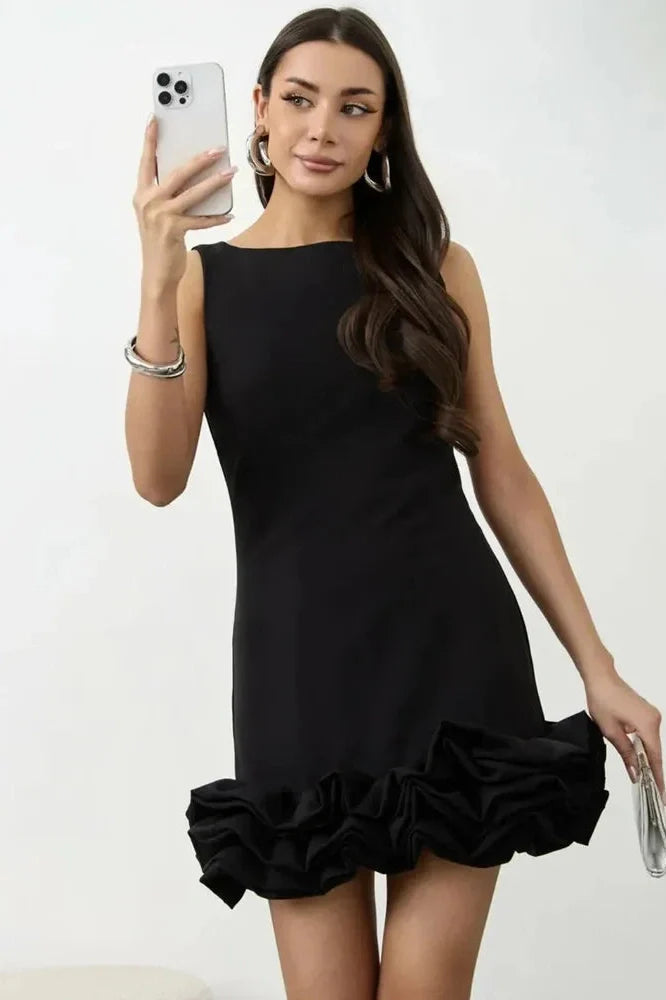 Patchwork Sleeveless High Waist Backless Mini Dress