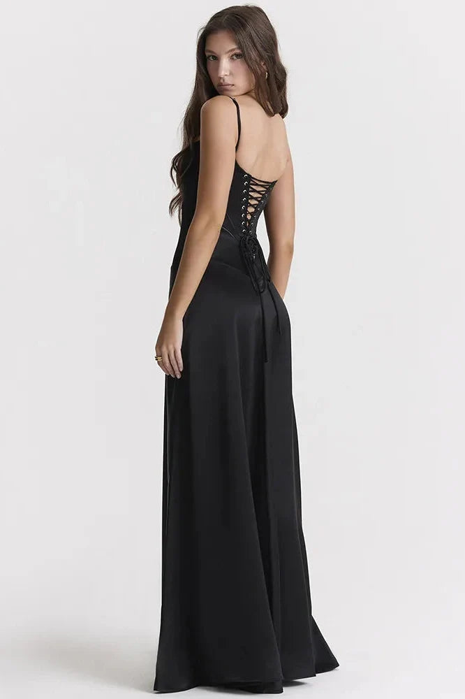 Lace-up Spaghetti Strap Sleeveless Backless Maxi Dress