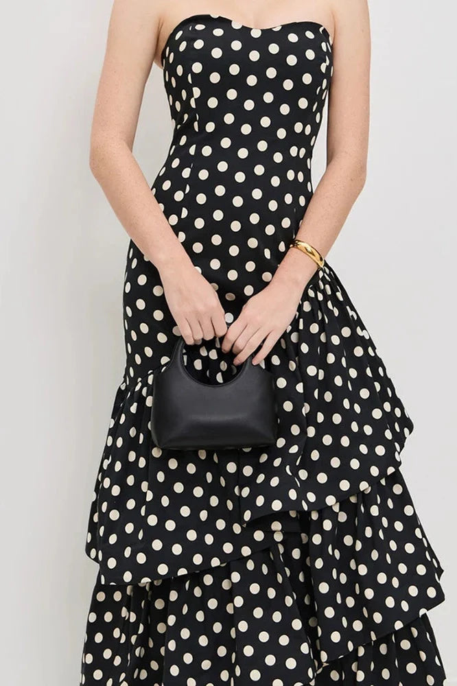 Elegant Off Shoulder High Waist Polka Dot Print Maxi Dress