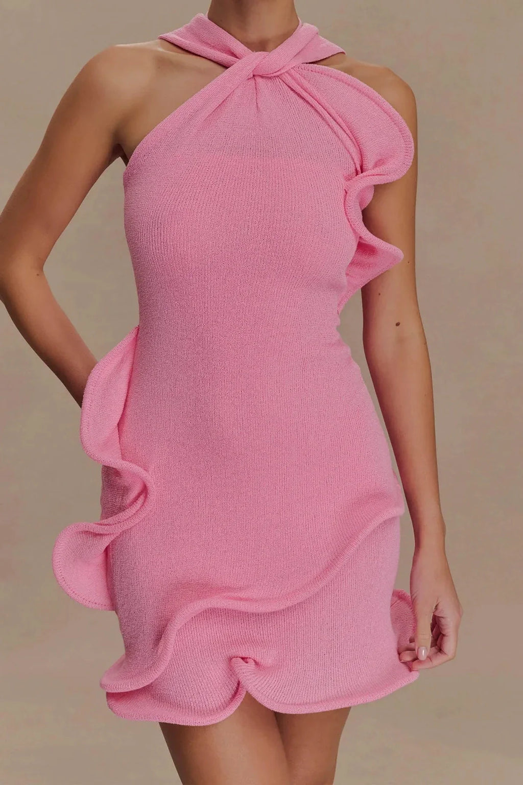 Elegant Knitted Sleeveless Mini Dress