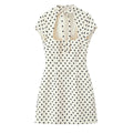 Elegant Polka Dot Lace-Up Hollow Out Mini Dress