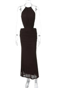 Backless Lace-Up Sleeveless High Waist Bodycon Maxi Dress