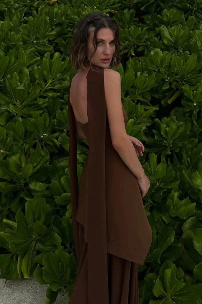 Elegant Strapless Sleeveless Mesh Maxi Dress