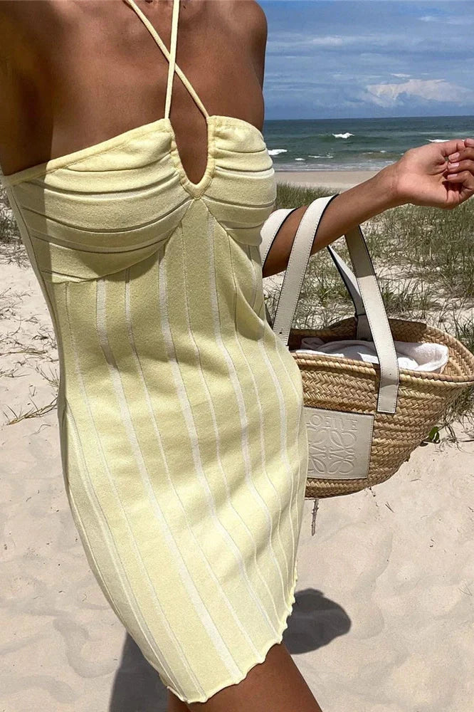 Strapless Off-Shoulder Knitted Bodycon Mini Dress