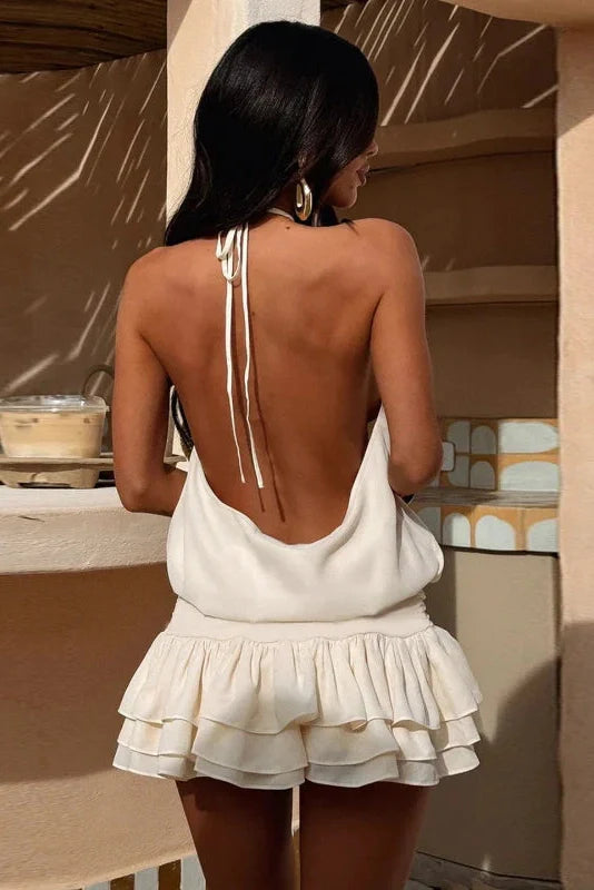 Elegant High Waist Backless Slim Mini Dress
