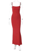 Spaghetti Strap Sleeveless Backless Bodycon Maxi Dress
