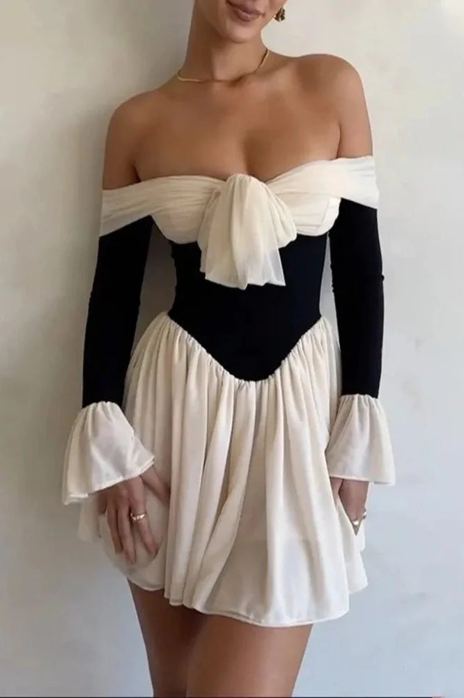 Elegant Strapless Off-shoulder Backless Mini Dress