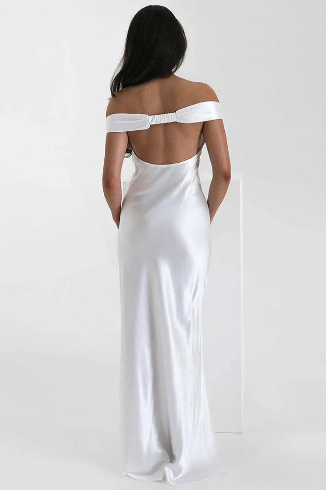 Off-Shoulder Backless Strapless Sleeveless High Waist Maxi Dress