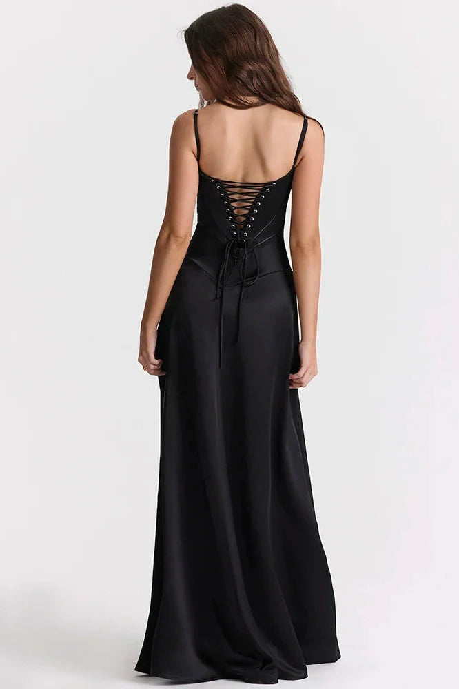 Lace-up Spaghetti Strap Sleeveless Backless Maxi Dress