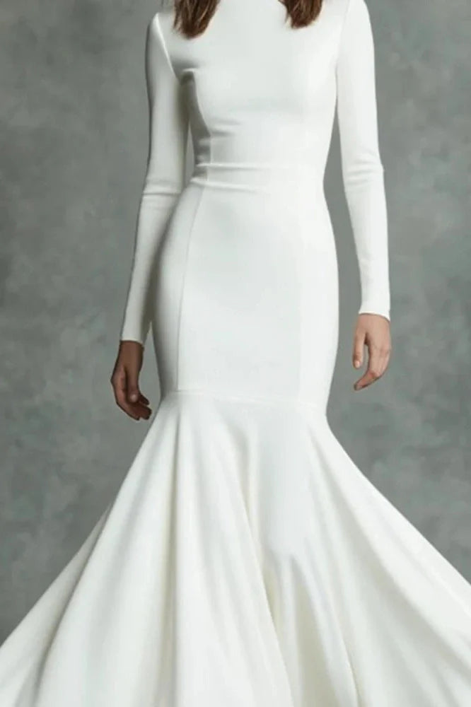 Elegant Slim High Waist Turtleneck Long Sleeve Maxi Dress