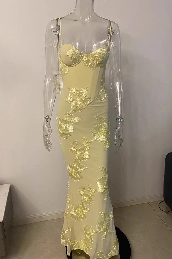 Spaghetti Strap Printed Sleeveless Backless Bodycon Maxi Dress