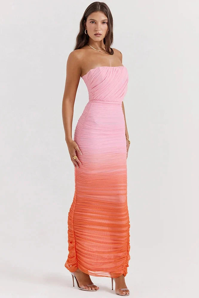 Strapless Off-shoulder Sleeveless Backless Maxi Dress