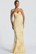 Spaghetti Strap Printed Sleeveless Backless Bodycon Maxi Dress