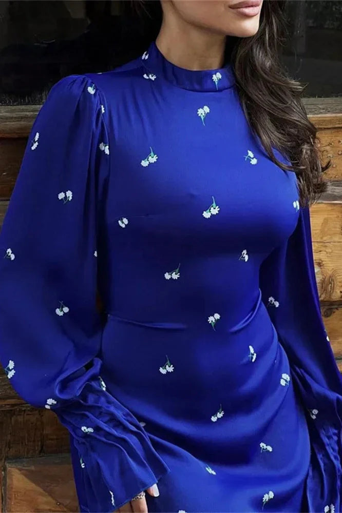 Printed Long Sleeve Patchwork Maxi Dress