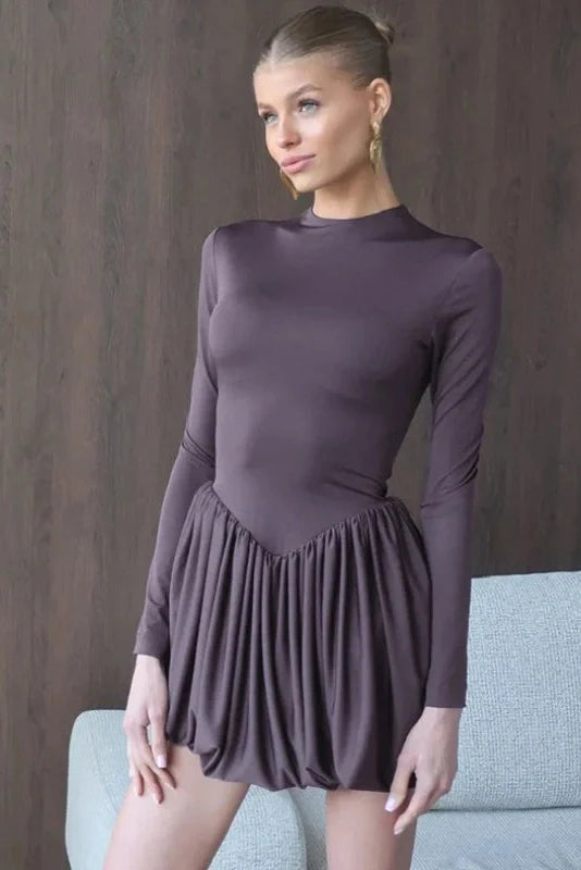 Elegant Hollow Button Slim High Waist Mini Dress