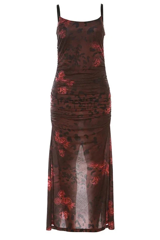 Elegant Spaghetti Strap Sleeveless Backless Maxi Dress