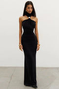 Turtleneck Off-Shoulder Strapless Sleeveless High Waist Knit Maxi Dress