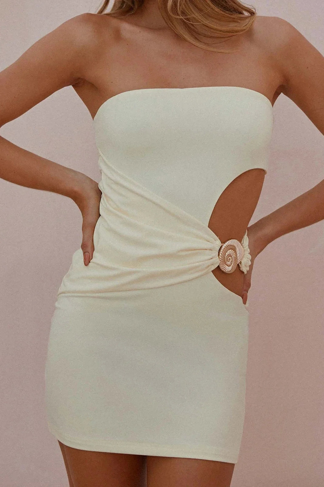 Hollow Out Strapless Slim Fit Bodycon Mini Dress