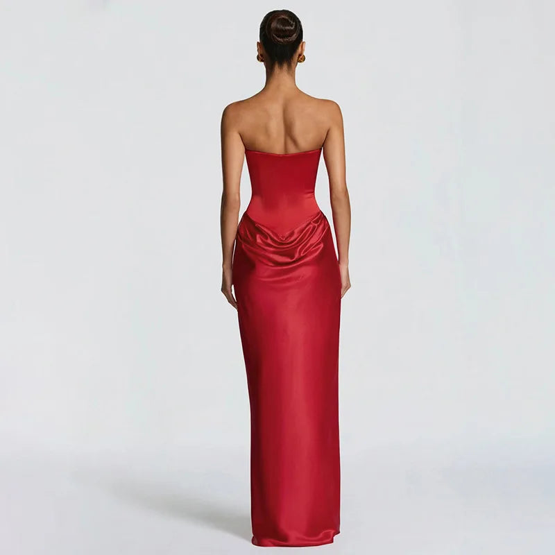 Elegant Strapless Backless Slim Maxi Dress