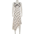 Lace Printed V Neck Spaghetti Strap Slim Midi Dress