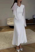 Hollow Out V-Neck Flare Sleeve Maxi Dress