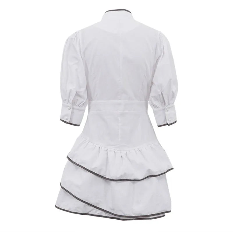 Elegant Ruffle A-Line High Waisted Mini Dress